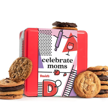 David'S Cookies Celebrate Moms Assorted Fresh Baked Cookies Tin 1Lb - Deliciously Handmade Soft Variety Of Flavorful Cookies - Premium Gourmet Mother'S Day Cookie Food Gift For Friends And Family