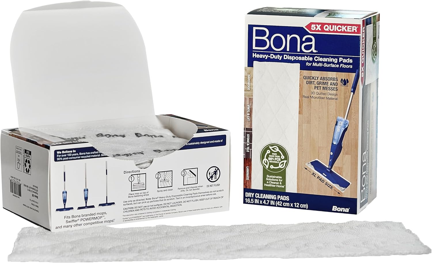 Bona Heavy Duty Disposable Cleaning Pads for Multi-Surface Floors, 18 ct Pack