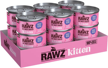 Rawz Natural Premium Pate Canned Kitten Wet Food - Made With Real Meat Ingredients No Bpa Or Gums -2.8 Oz Cans (Case Pack Of 18) (Salmon & Tuna)