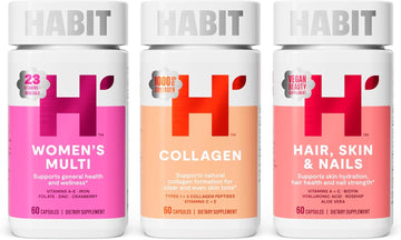 Habit Beauty-Full Bundle - Women'S Multi + Collagen + Hair Skin & Nails Supplements. Supports General Health & Wellness, Skin Hydration & Vitality, Hair & Nail Strength, Non Gmo
