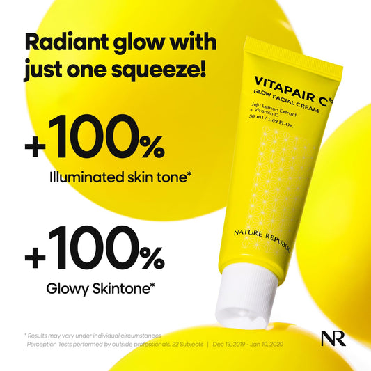 Nature Republic Vitapair C Glow Facial Cream, Niacinamide,Centella Asiatica Extract, Asiatic Acid, Citrus Lemon Fruit Extract,Vitamin C Cream,Valentines Day Gifts, Korean Skin Care 50Ml / 1.69 Fl Oz