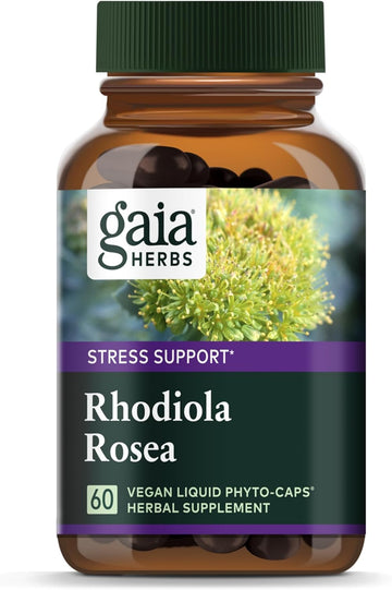 Gaia Herbs Rhodiola Rosea - Stress Support Supplement Traditionally For Supporting Healthy Stamina And Endurance - With Siberian Rhodiola Root Extract - 60 Vegan Liquid Phyto-Capsules (30-Day Supply)