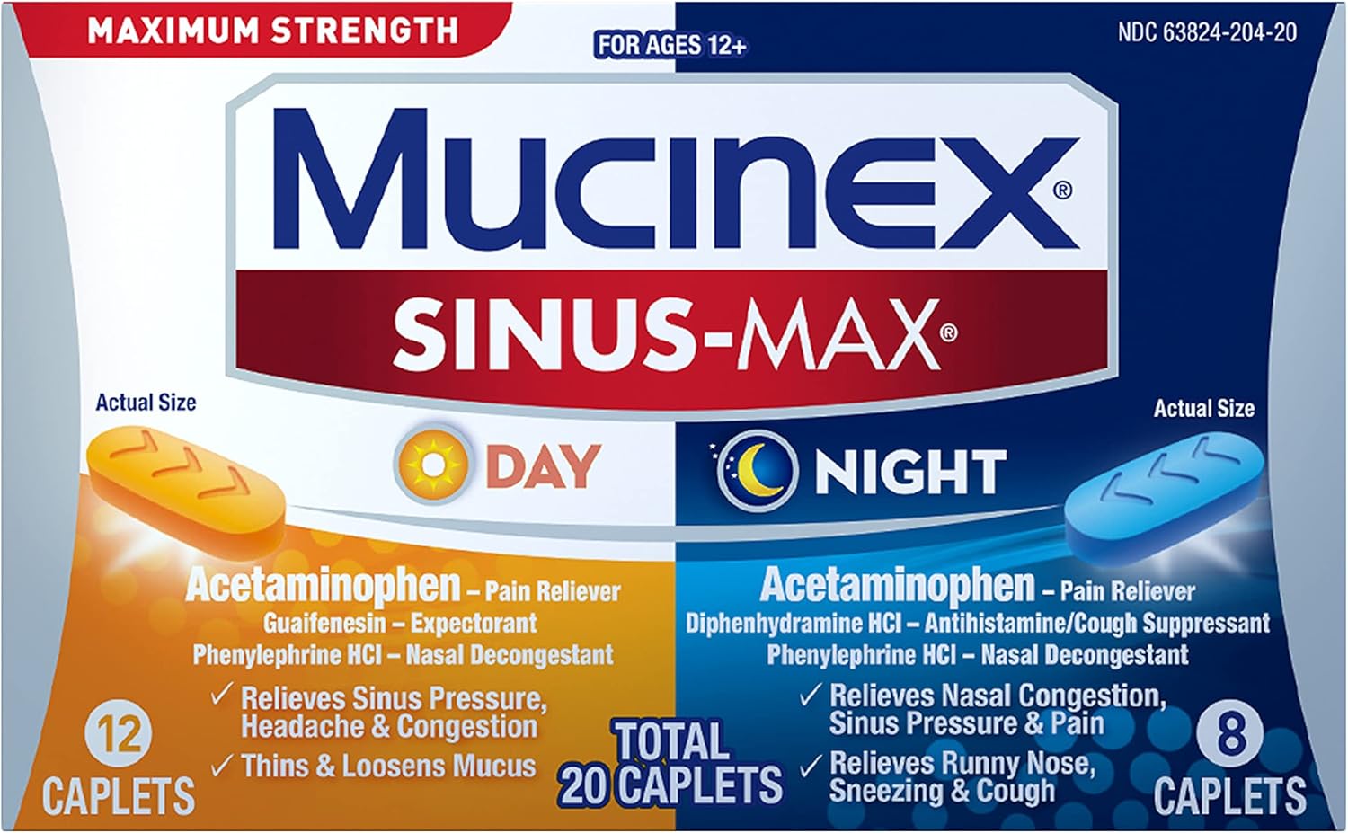 Mucinex Sinus-Max Max Strength Day & Night Caplets 20 Ct