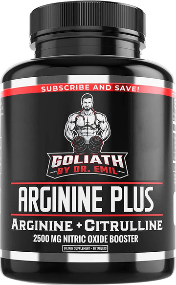 Dr. Emil'S Arginine Plus - L Arginine + L Citrulline - 2500 Mg High Dose No Booster Tablets - Nitric Oxide Supplement For Vascularity And Heart Health (Arginine Aakg And Citrulline Malate 2:1)