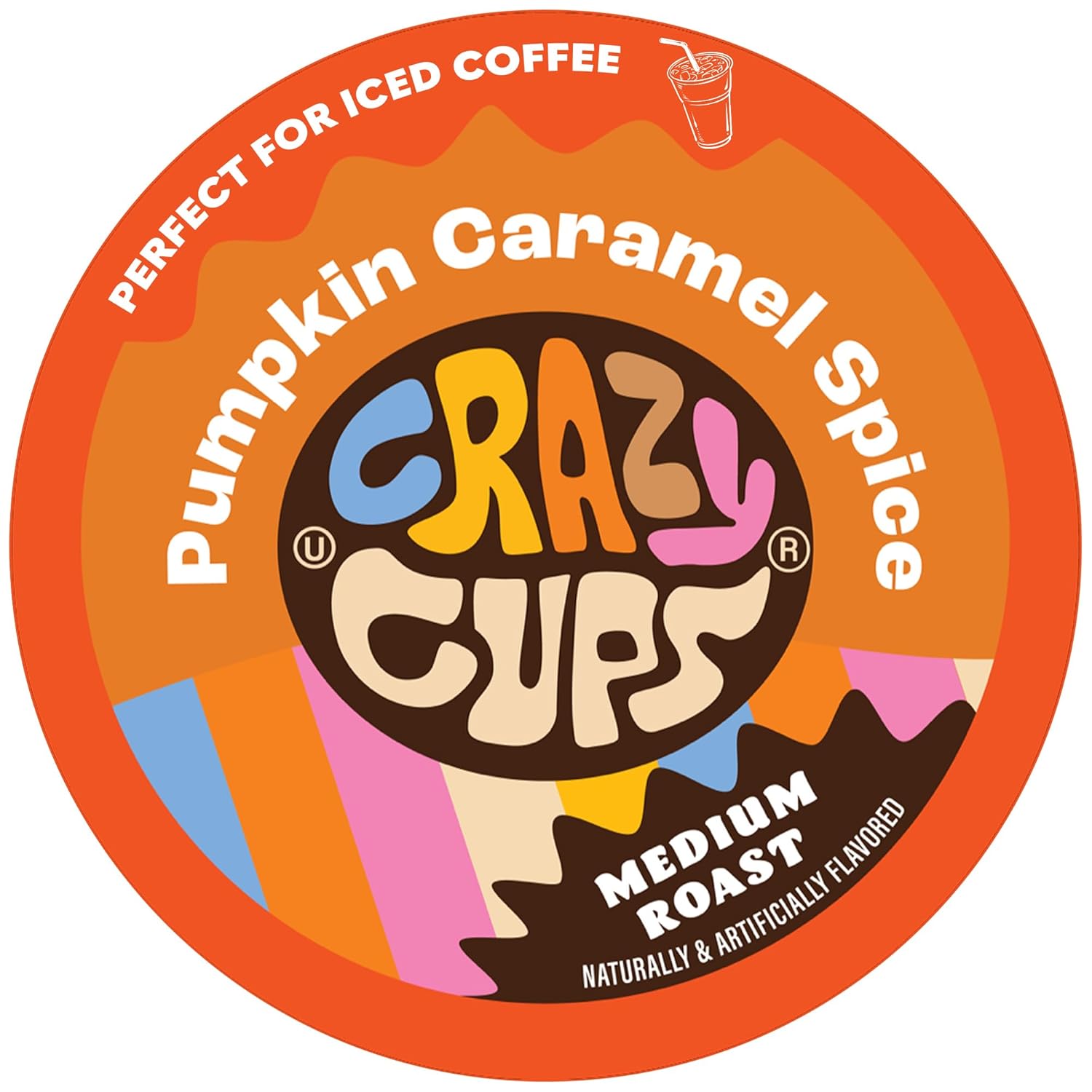 Crazy Cups Flavored Coffee, Pumpkin Caramel Spice, Recyclable Single Serve Pods For Keurig K Cups Machines, Brew Hot Or As Iced Coffee, 22 Count (Pack Of 1)