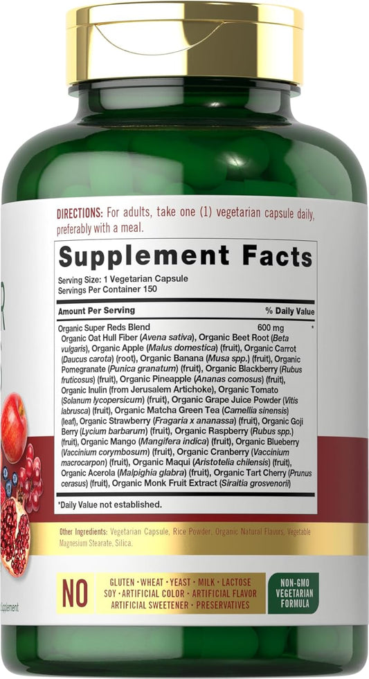 Carlyle Super Reds Capsules | 150 Count | Superfoods Supplement | Vegetarian & Non-Gmo