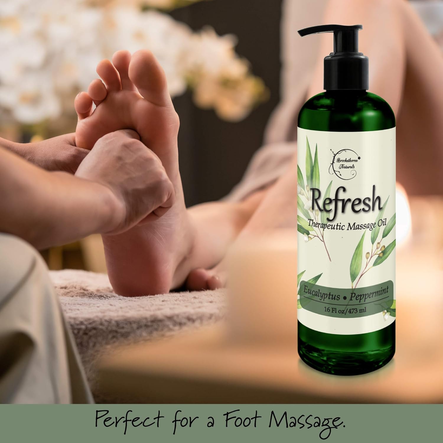 Refresh Massage Oil For Massage Therapy With Eucalyptus & Peppermint Essential Oils - All Natural Sore Muscle Relief. Ideal For Full Body Relaxation – Nut Free Formula 8Oz : Health & Household