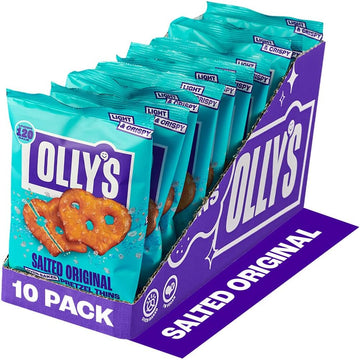 Olly'S Pretzel Thins, Original Salted, 35G (Pack Of 10), Handy Snack Pouches, Healthy Plant-Based Vegan Snacks For Dipping, Low Calorie Snacks, Low Fat, Source Of Fibre, No Preservatives