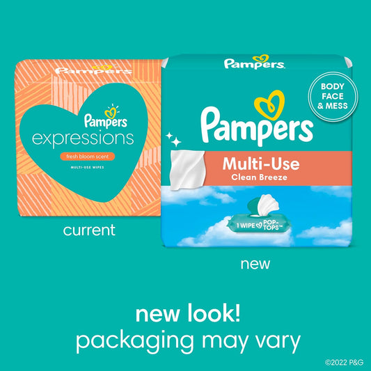 Pampers Baby Wipes Multi-Use Clean Breeze 9X Pop-Top Packs 504 Count