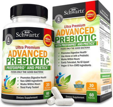 Prebiotics For Advanced Gut Health - Immune System Support & Dietary Fiber - Fuels Good Bacteria Growth To Promote Digestive Health - Gas & Digestion Support - Probiotics For Men & Women - 60 Capsules