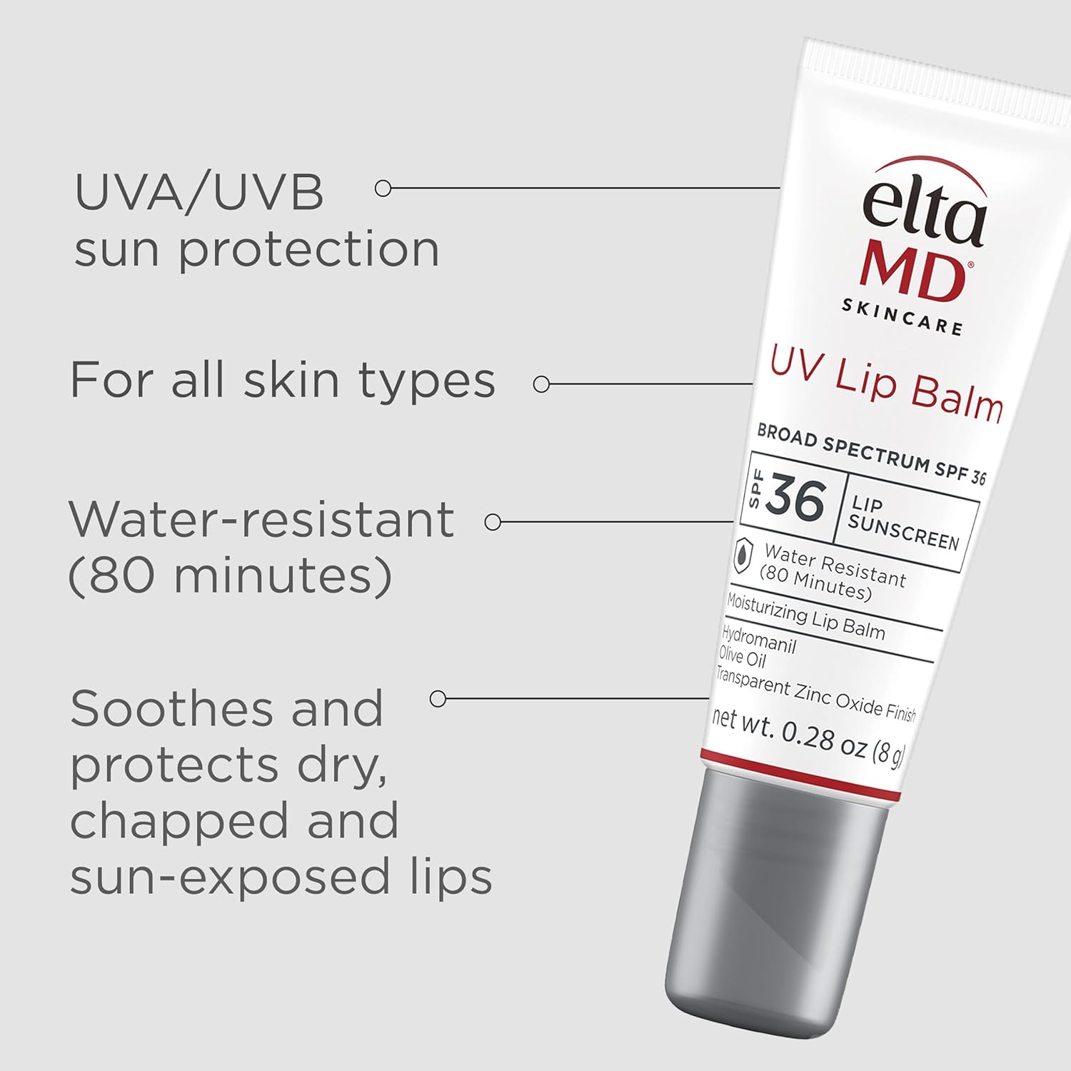 Eltamd Uv Lip Balm Spf Sunscreen, Sunscreen Lip Balm With Spf 30+, Protects Dry Cracked Lips, Transparent Zinc Oxide, 0.28 Tube : Beauty & Personal Care