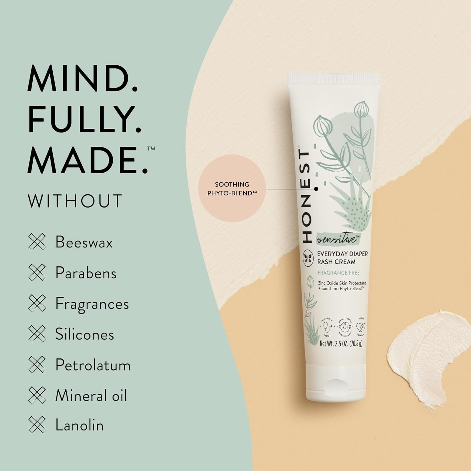 The Honest Company Hypoallergenic Diaper Rash Cream | Moisturizing + Calming Zinc Oxide Ointment | NEA Recognized, Cruelty Free | 2.5 oz : Everything Else