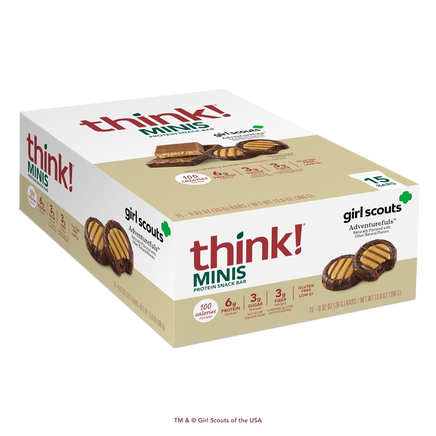 Think! Minis Protein Snack Bars, Gluten Free, Girl Scouts Adventurefuls, 15 Count