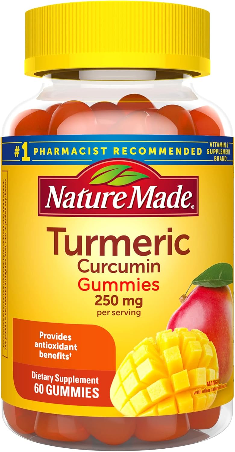 Nature Made Turmeric Curcumin 250Mg Per Serving, Dietary Supplement For Antioxidant Support, 60 Gummies, 30 Day Supply