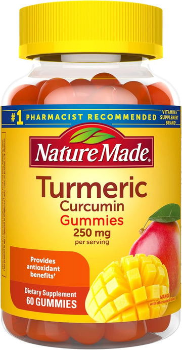 Nature Made Turmeric Curcumin 250Mg Per Serving, Dietary Supplement For Antioxidant Support, 60 Gummies, 30 Day Supply