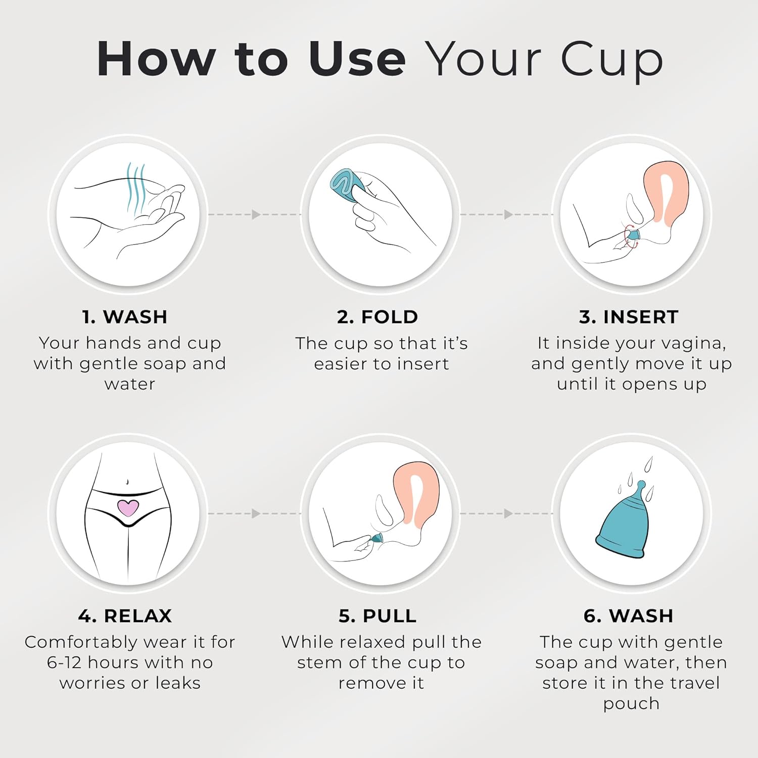 EcoBlossom Menstrual Cup Kit - Tampon, Pad, and Disc Alternative Product - Wear for 12 Hours - Reusable Period Cup/Copa Designed with Soft Flexible Medical-Grade Silicone (Regular Cup) : Health & Household