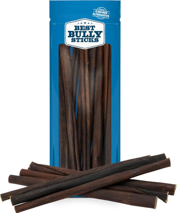 Best Bully Sticks All Natural Peanut Butter Flavor Beef Collagen Sticks - 12 Inch 6 Pack - Long Lasting Limited Ingredient Dog Chew - Supports Healthy Joints, Skin & Coat