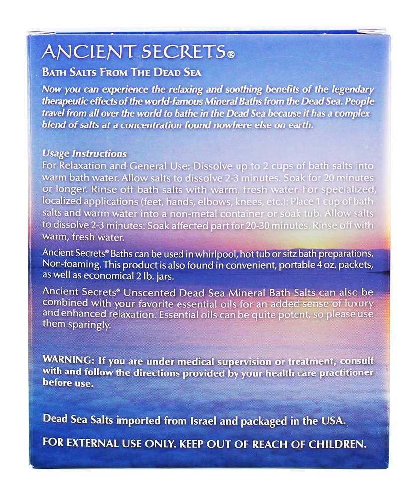 Ancient Secrets Bath Salts From The Dead Sea, Unscented, 16 Ounce