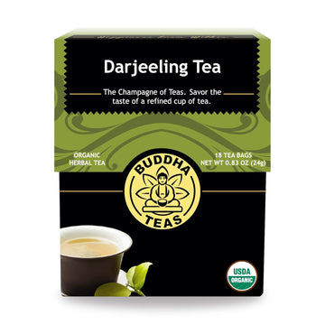 Buddha Teas - Organic Darjeeling Tea - Herbal Black Tea - For Health & Wellbeing - With Antioxidants & Minerals - Clean Ingredients - With Caffeine - Ou Kosher & Non-Gmo - 18 Tea Bags (Pack Of 1)