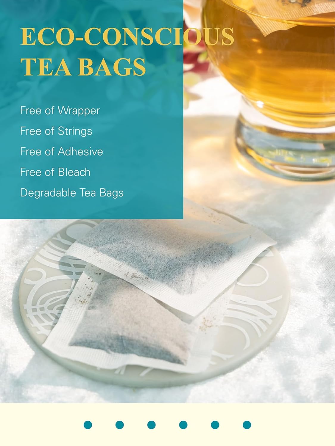 Gldnt Organic White Tea Bags, Natural Premium Organic White Tea, Mellow & Delicate Taste, Caffeinated, 100 Count