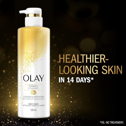 Olay Cleansing & Revitalizing Body Wash For Women, Advanced Formula With Vitamin C & Vitamin B3 Complex, 20 Fl Oz (Pack Of 4)