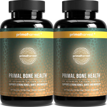 Primal Harvest 2 Pack, Primal Bone Health Calcium Carbonate Bone Health Complex For Men & Women With Calcium, Magnesium, Zinc, Manganese, Potassium, & L-Carnitine (240 Capsules)