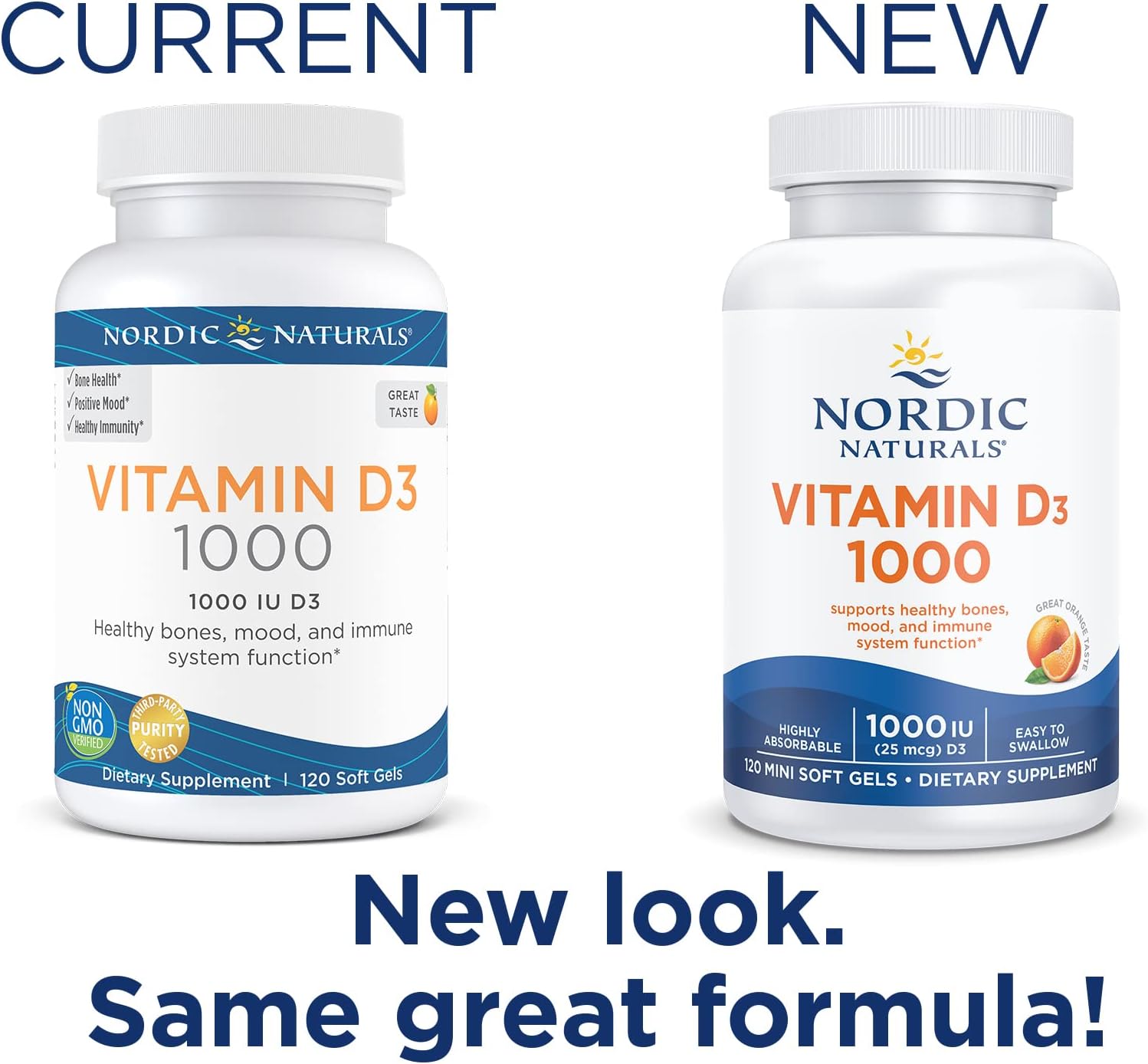 Nordic Naturals Vitamin D3 1000, Orange - 120 Mini Soft Gels - 1000 IU Vitamin D3 - Supports Healthy Bones, Mood & Immune System Function - Non-GMO - 120 Servings : Health & Household