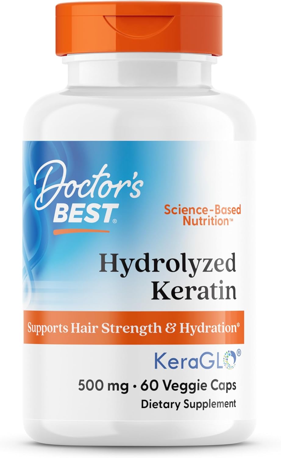 Doctors Best Hydrolyzed Keratin, Supports Hair Strength & Hydration, Non-Gmo, Gluten Free, Soy Free 60 Veggie Caps