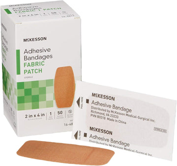 Mckesson Adhesive Bandages, Sterile, Fabric Patch, 2 In X 4 In (50 Count (Pack Of 1))