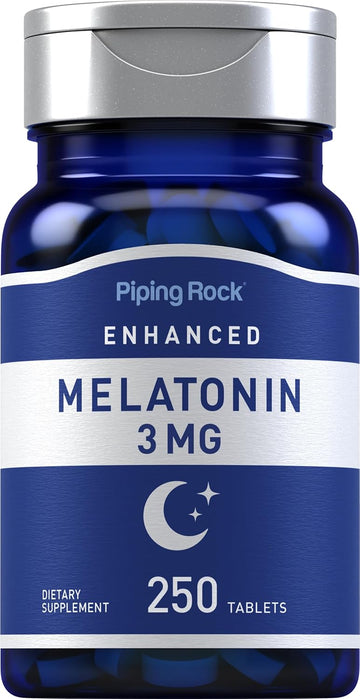 Piping Rock Melatonin 3mg | 250 Tablets | Adult Support Supplement | Vegetarian, Non-GMO, Gluten Free