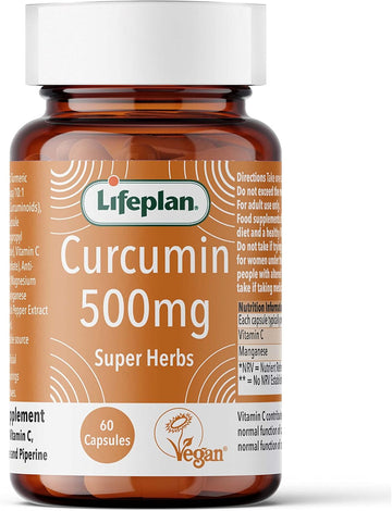 Lifeplan Super Herbs Curcumin 500Mg (60 Capsules) — With Vitamin C And Manganese And Piperine — 60-Day Supply
