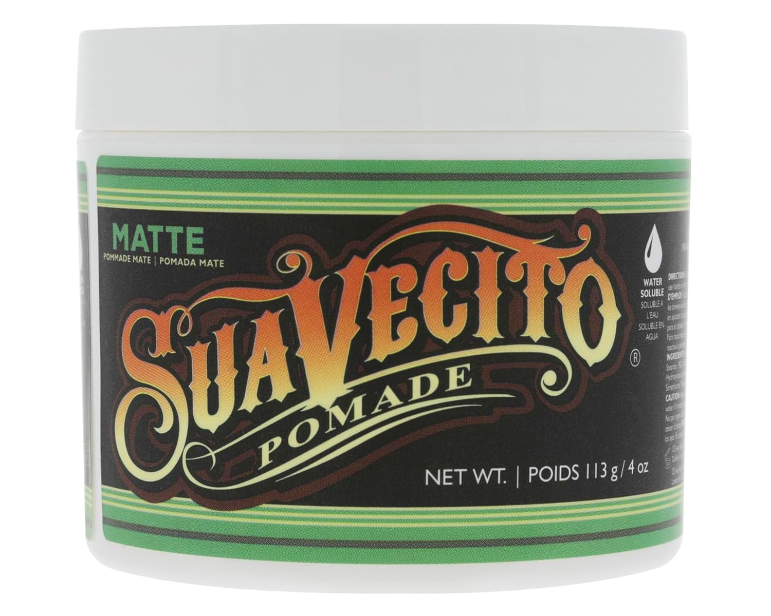 Suavecito Pomade Matte (No Shine) Formula 4 Oz, 1 Pack - Medium Hold Hair Pomade For Men - Matte Hair Paste For Natural Texture Hairstyles