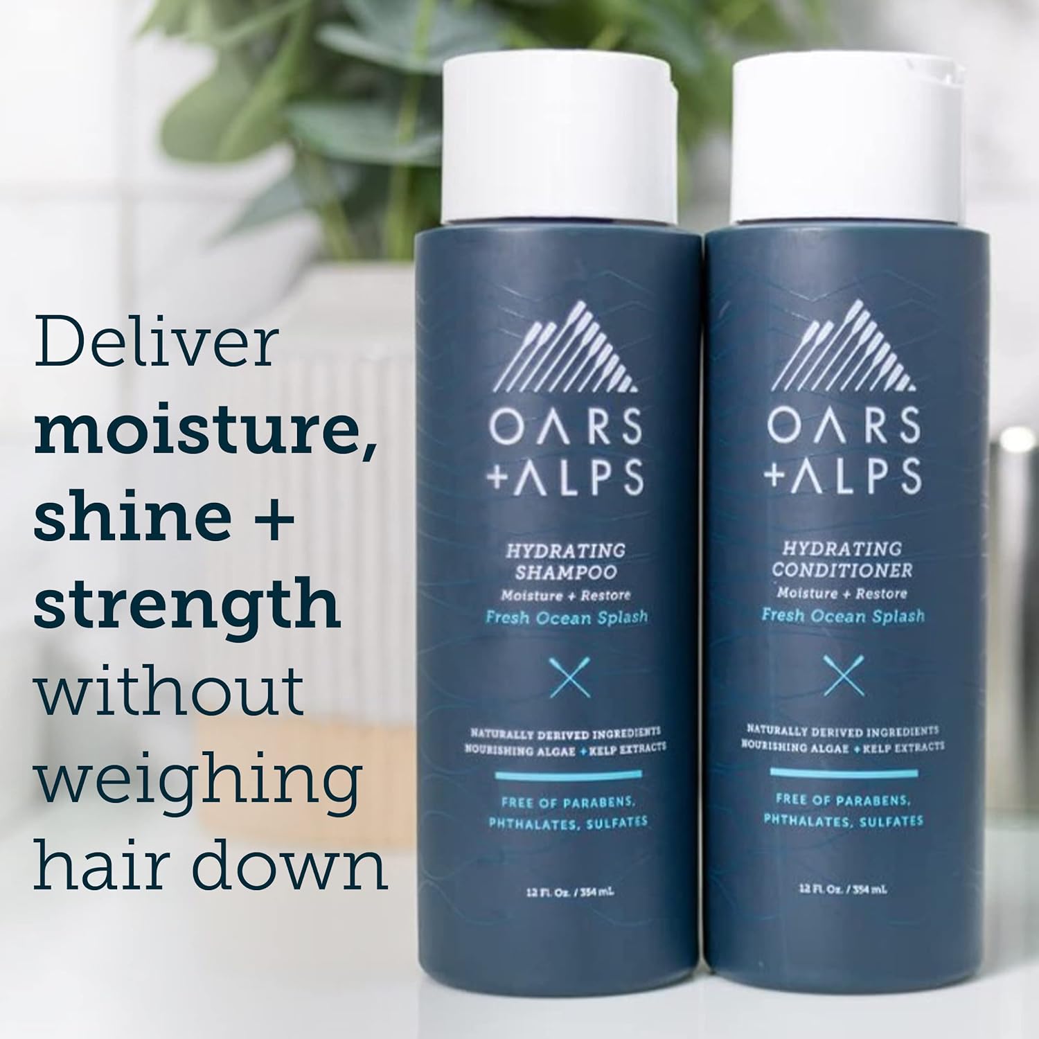 Oars + Alps Men's Sulfate Free Hair Shampoo and Conditioner Set, Infused with Kelp and Algae Extracts, Fresh Ocean Splash, 12 Fl Oz Each : Beauty & Personal Care