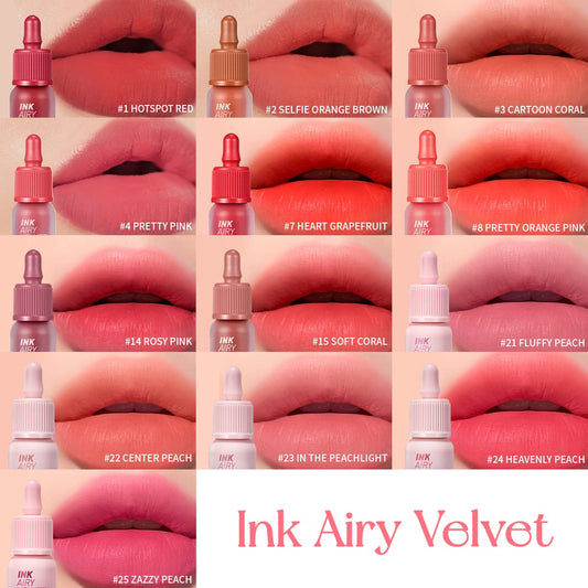 Peripera Ink Airy Velvet Lip Tint, Liquid Lip (0.14 Fl Oz, 023 In The Peachlight)