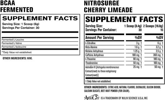 Jacked Factory Nitrosurge Pre-Workout In Cherry Limeade & Bcaa In Fruit Punch For Muscle Building And Recovery