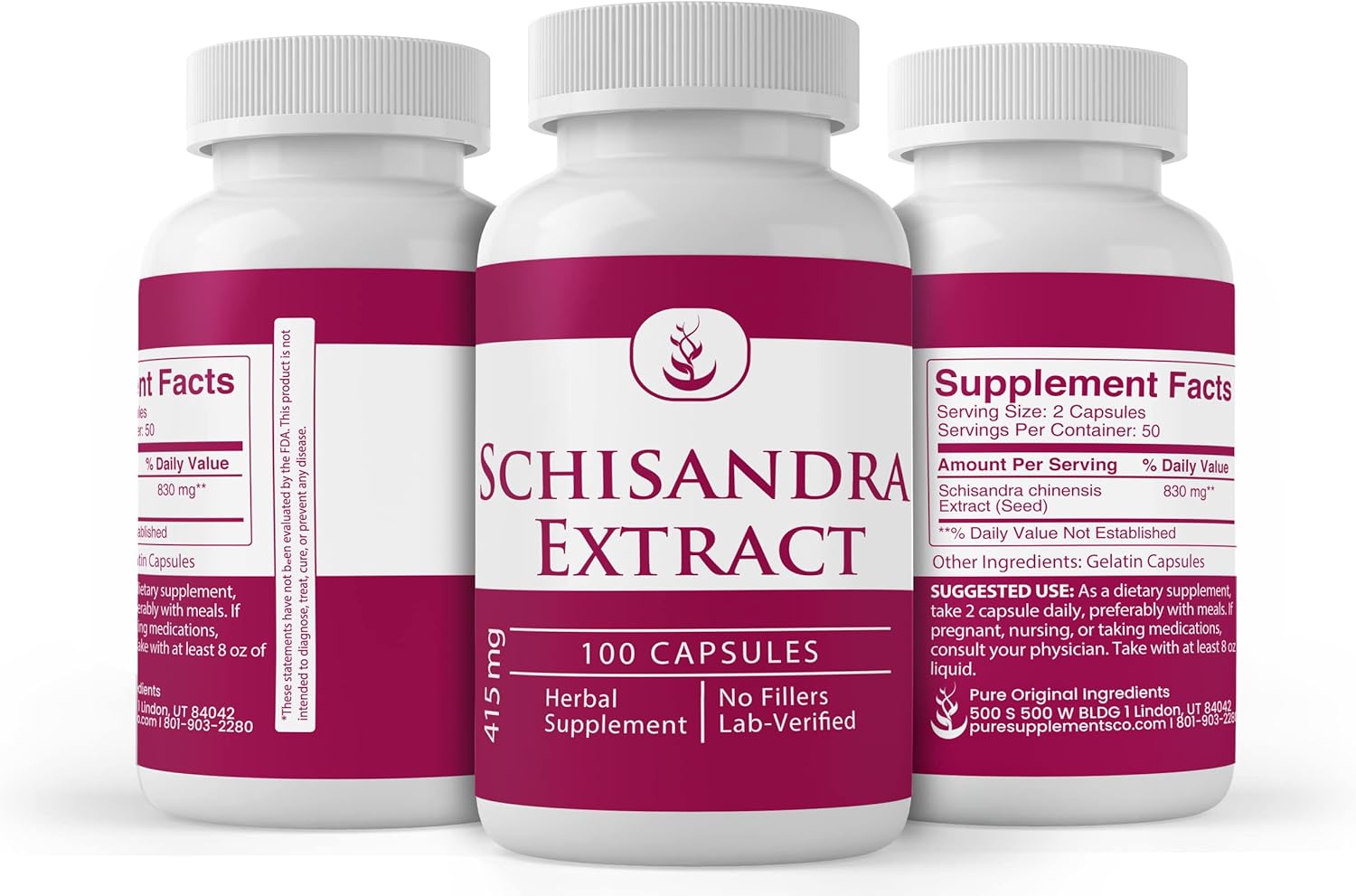 PURE ORIGINAL INGREDIENTS Schisandra Extract, (100 Capsules) Always Pure, No Additives Or Fillers, Lab Verified : Health & Household