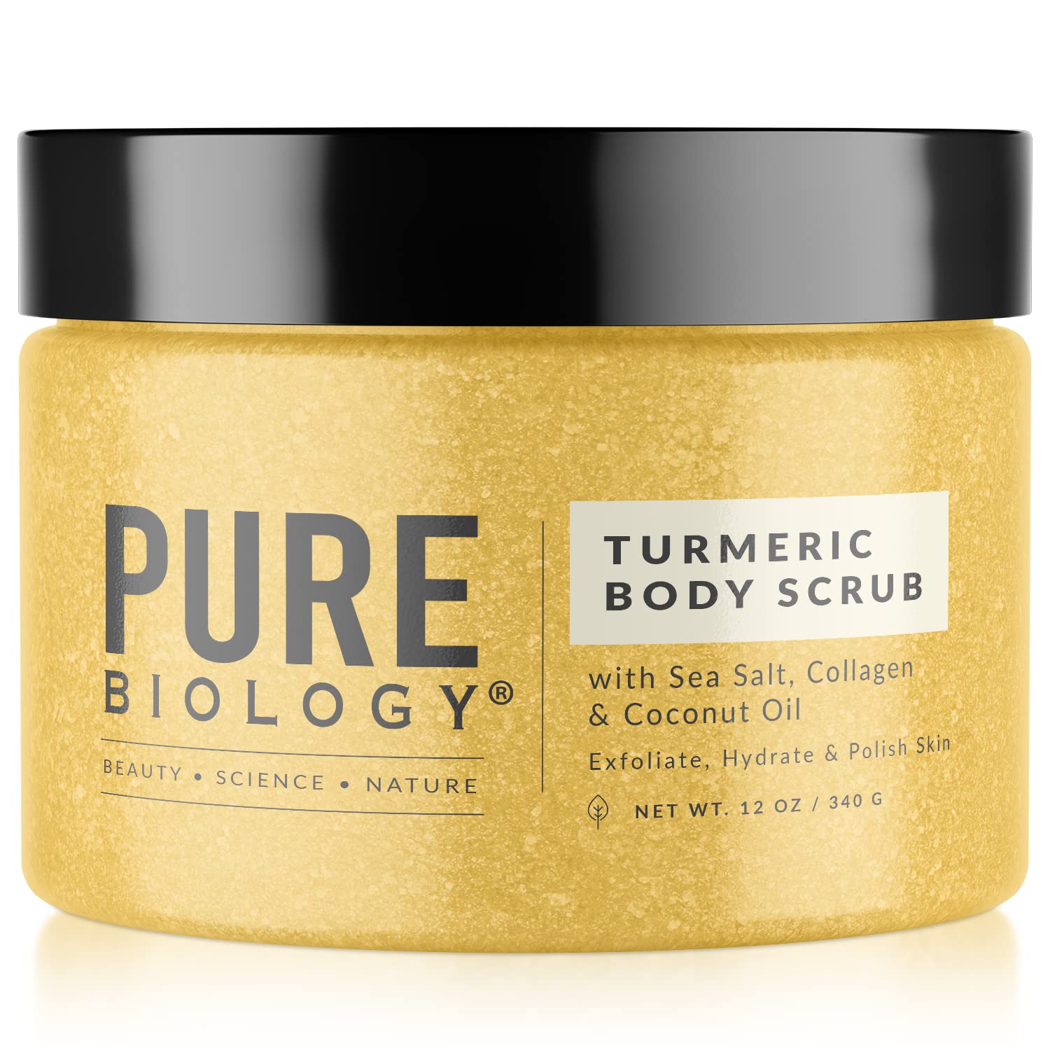 Exfoliating Body Scrub for Men and Women | Turmeric Scrub and Sea Salt Scrub Body Exfoliator with Collagen and Coconut Oil | Hydrating Face Scrub Foot Scrub and Dead Skin Remover for Body Care