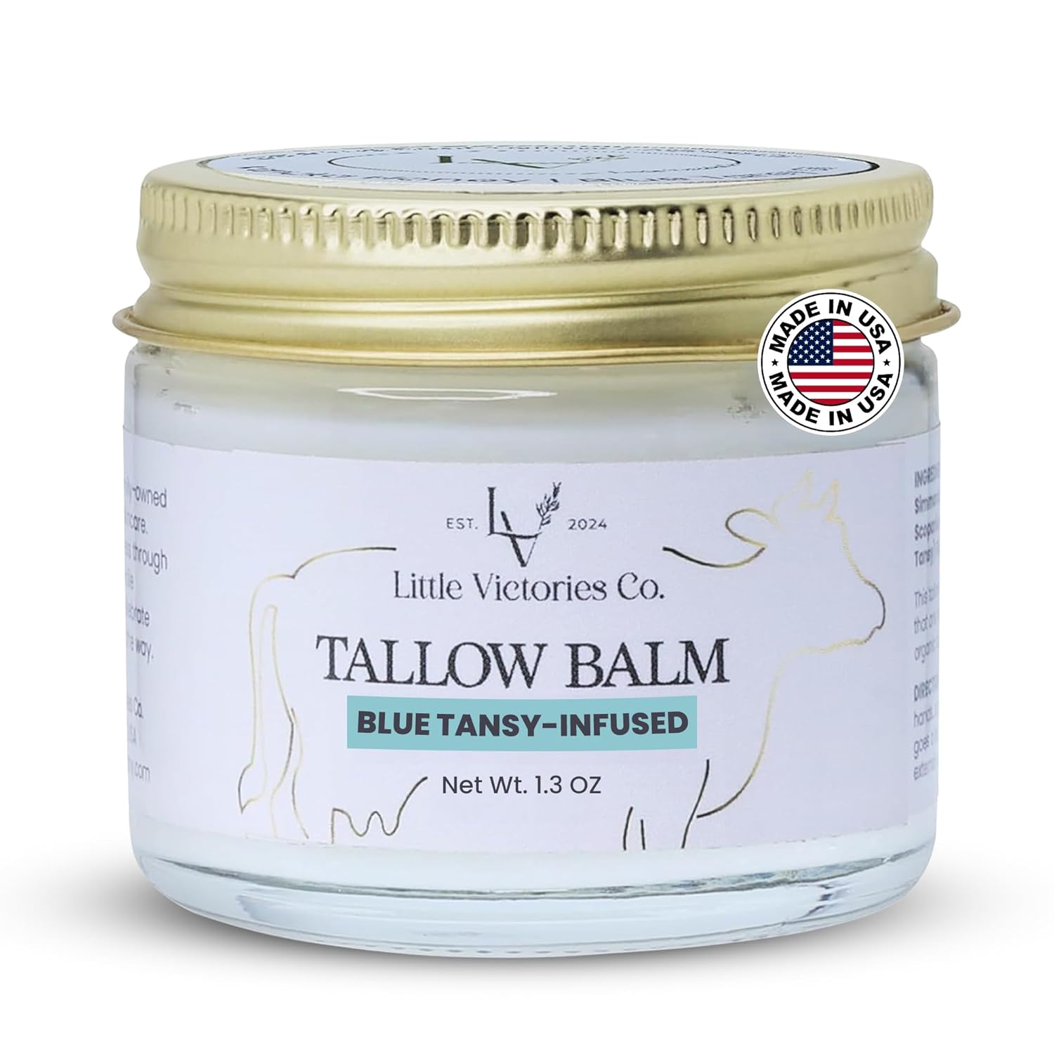 100% Grass Fed Beef Tallow For Skin - Organic Tallow Face Moisturizer - Beef Tallow With Manuka Honey Balm Ideal For Eczema Treatment, Stretch Marks, Reduce Redness, Sensitive Skin (Lavender Vanilla)