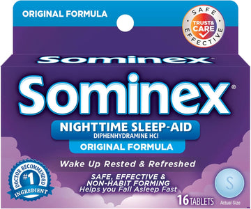 Sominex Nighttime Sleep-Aid, Safe And Effective, Non-Habit Forming, Original Formula, 16 Tablets