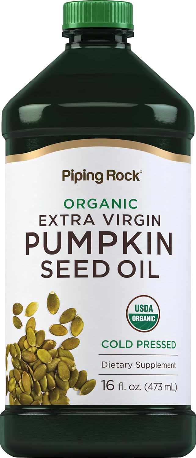 Piping Rock Pumpkin Seed Oil Organic 16oz | Cold Pressed | Extra Virgin | Non-GMO, Gluten Free