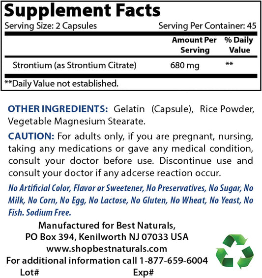Best Naturals Strontium Bone Building Formula 680Mg/Serving 90 Capsule