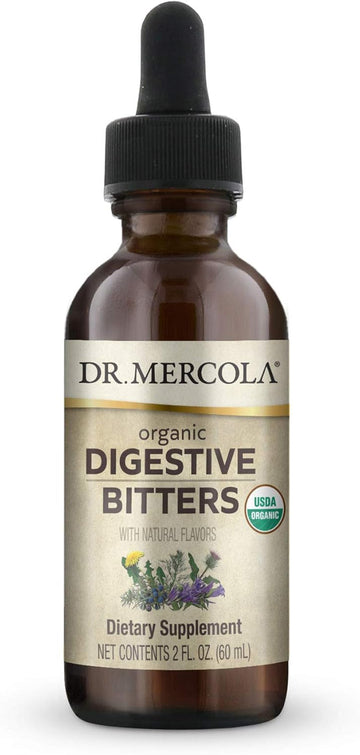 Dr. Mercola Organic Digestive Bitters, 1 Bottle (2  .), Supports Normal Digestion and Overall Gastrointestinal Health*, Non GMO, Soy Free, Gluten Free, USDA Organic