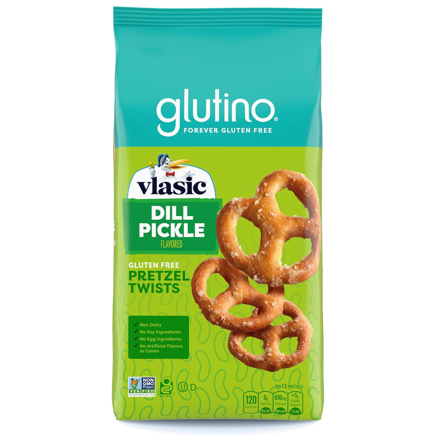 Glutino Vlasic Gluten Free Dill Pickle Pretzel Twists, Gluten Free Snacks, 14.1 Oz