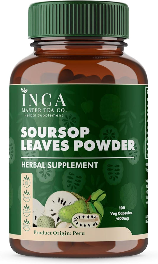 Inca Master Soursop Capsules - 100% Pure, Natural Guanabana Graviola Capsules for Immune Support & Antioxidant Support, GMO and Gluten Free, Certified Fairtrade - 100 Vegan Capsules : Health & Household
