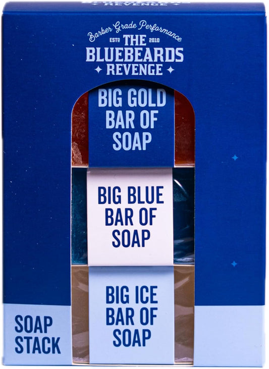 The Bluebeards Revenge Mens Soap Stack Gift Set, Soap Bars For Hands And Body, Includes Big Blue, Cuban Gold And Classic Ice Soap, Duo Pack