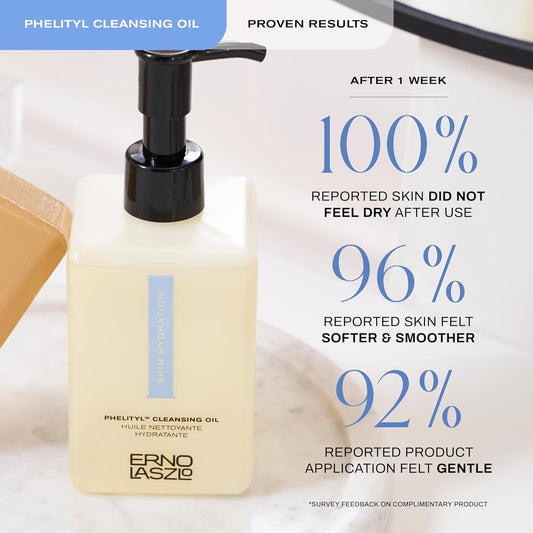 Erno Laszlo Hydra-Therapy Phelityl Cleansing Oil, Gentle Facial Oil Dissolves Impurities, Oil Cleanser For Face, Deeply Hydrates Complexion, 6.4 Fl Oz