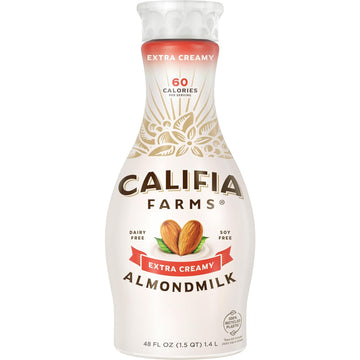 Califia Farms - Extra Creamy Almond Milk, 48 Oz, Dairy Free, Vegan, Plant Based, Vegan, Gluten Free, Non Gmo, High Calcium, Smoothie