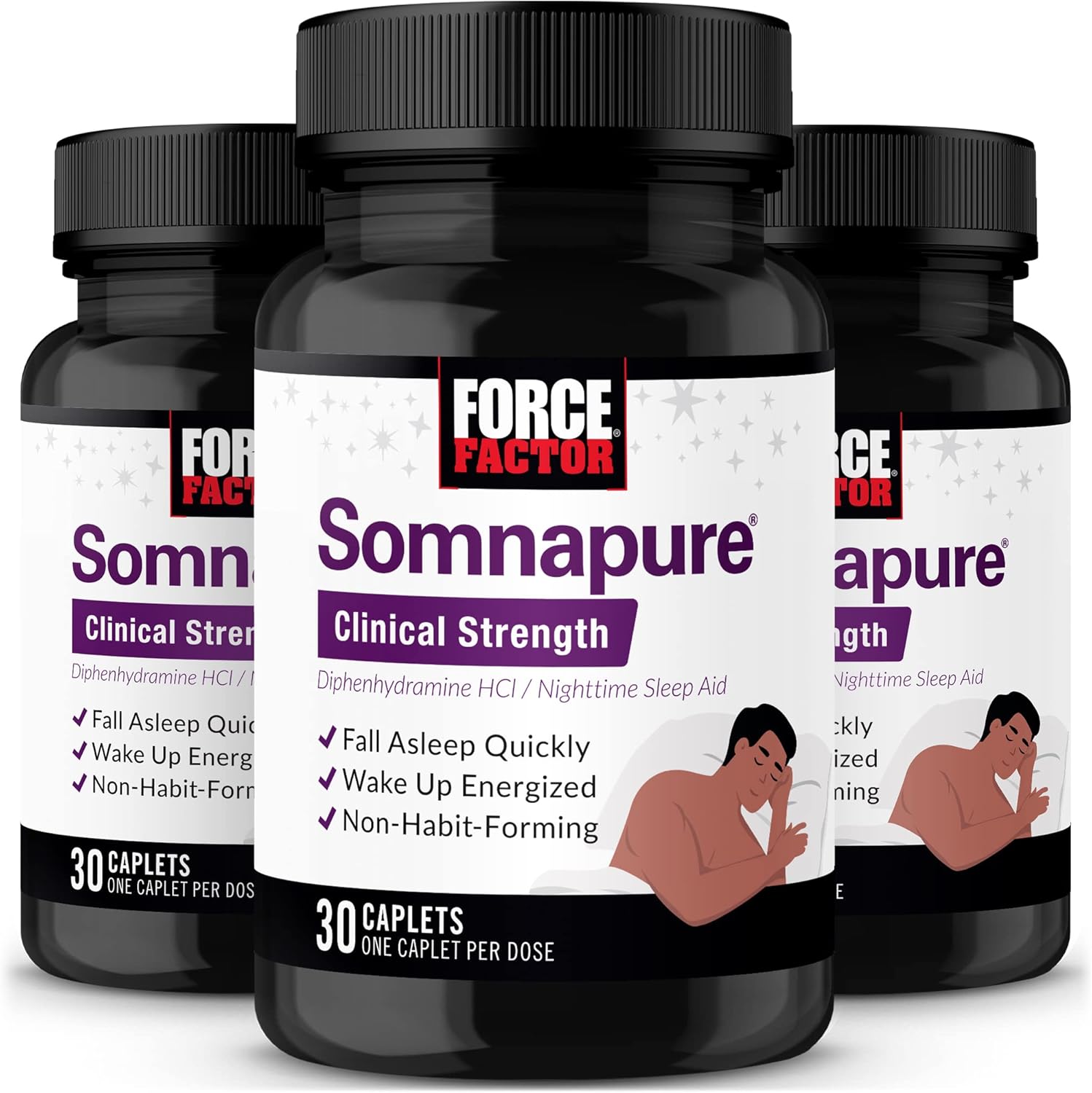 Force Factor Somnapure Clinical Strength, Sleep Aid For Adults With #1 Doctor-Recommended Sleeping Pill Ingredient Diphenhydramine Hcl, Non-Habit-Forming, Nighttime Sleep Support, 30 Count Pack Of 3