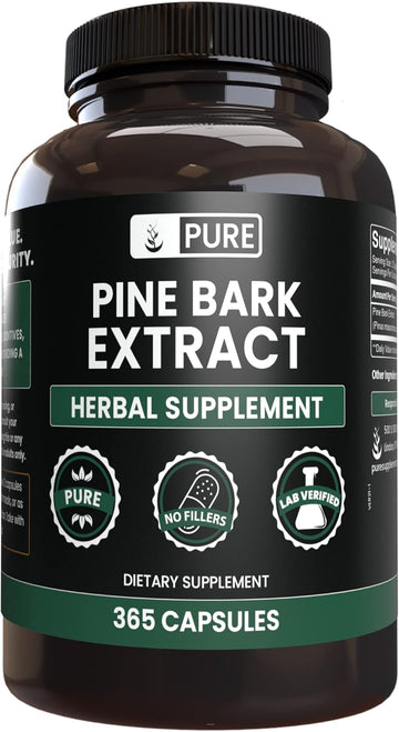 Pure Original Ingredients Pine Bark Extract (365 Capsules) No Magnesium Or Rice Fillers, Always Pure, Lab Verified