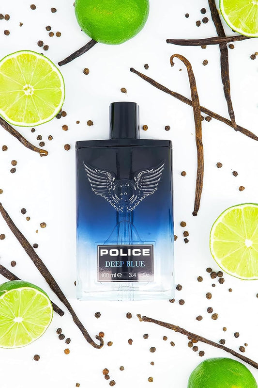 Police Deep Blue By Police - Fragrance For Men - Bold, Refreshing Scent - Top Notes Of Bergamot And Black Pepper - Middle Notes Of Orange Blossom And Nutmeg - Base Notes Of Vanilla - 3.4 Oz Edt Spray